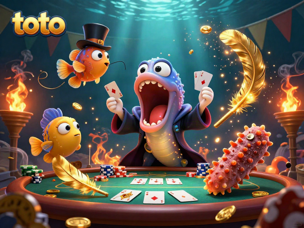 Toto's engaging poker scene comes alive with illuminated characters showcasing thrilling card tricks.