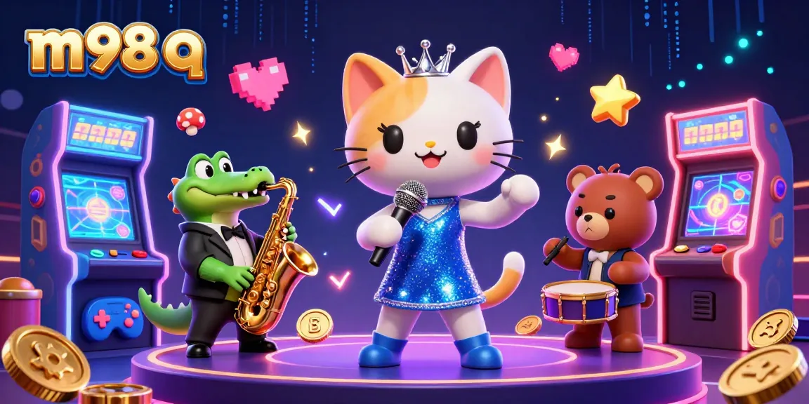 Spin to win at m98 q with lively jazz performer characters enhancing the casino atmosphere.