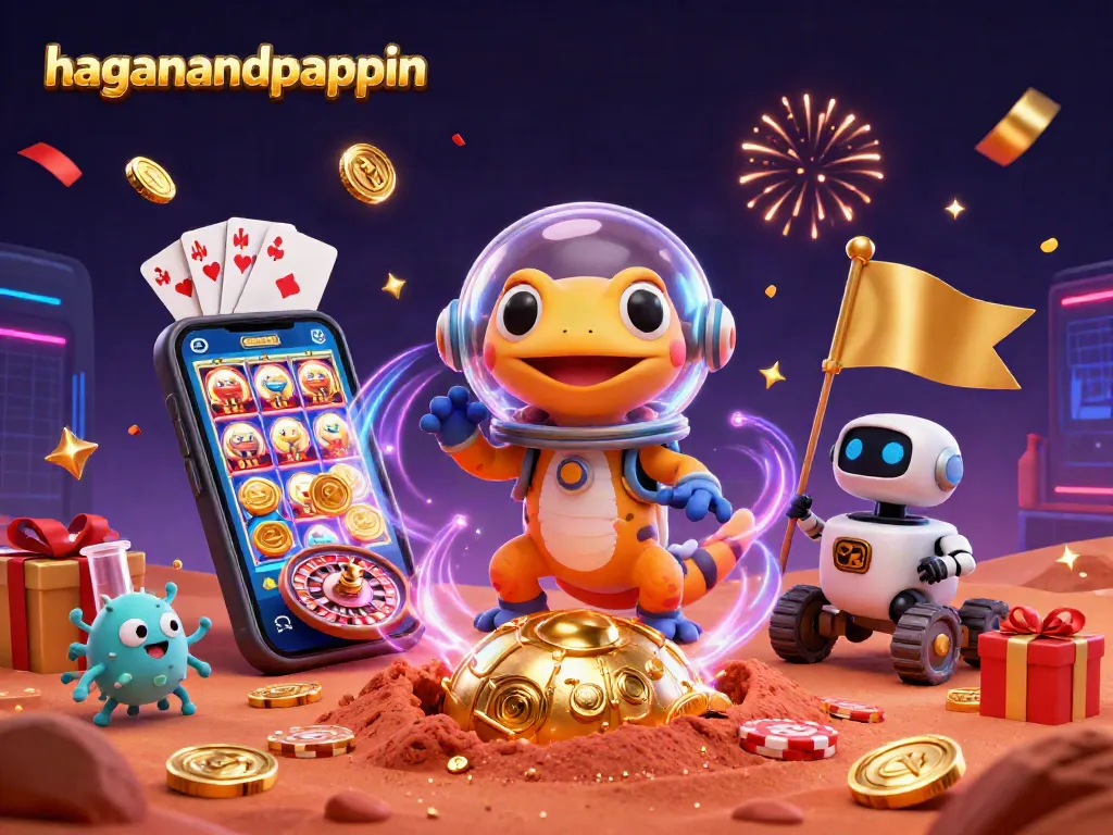 Engage in exciting games with haganandpappin at a vibrant alien casino bursting with action.