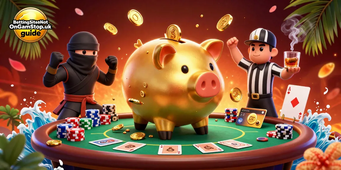 Experience thrilling gameplay at BettingSitesNotOnGamStop.uk guide with festive casino elements and engaging characters.
