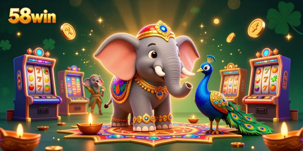 Play exciting slot games at 58win featuring 3D themed characters and vibrant casino effects.