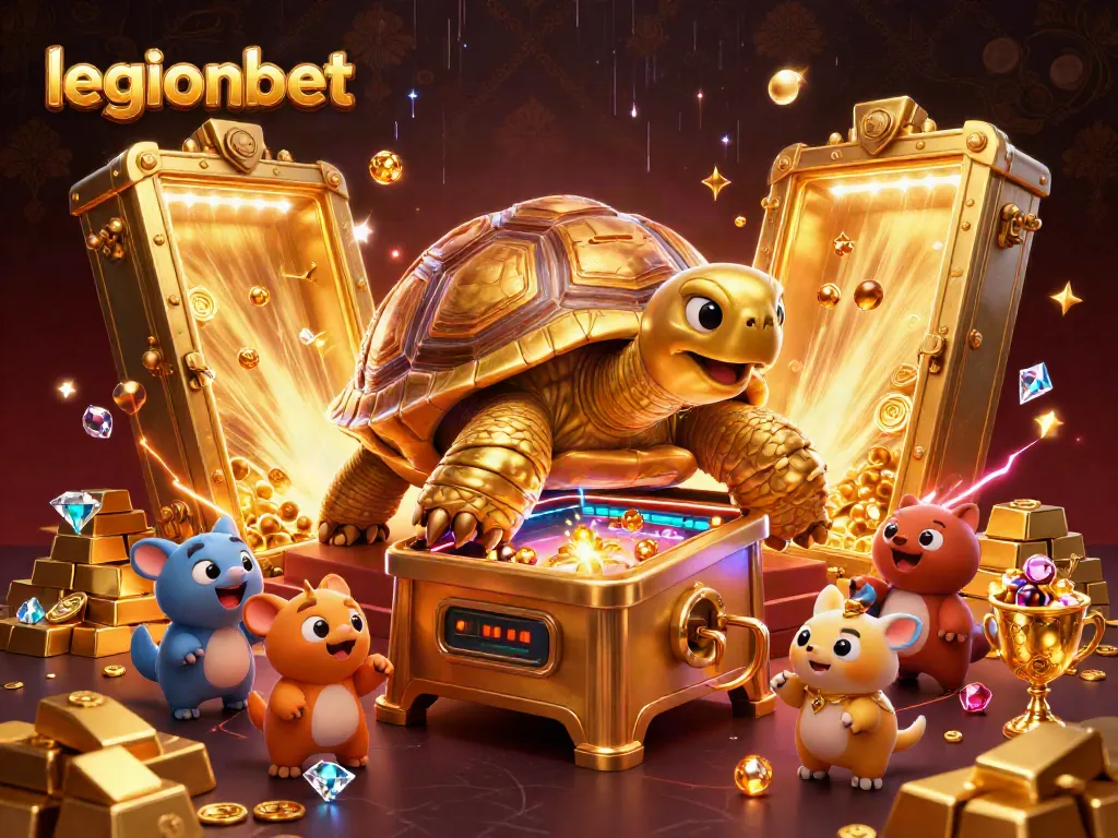 Experience excitement at legionbet with a vibrant 3D casino scene full of treasures and fun!