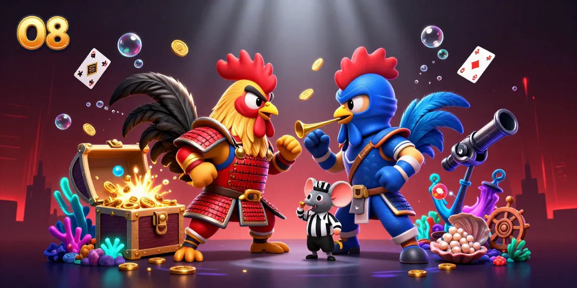 O8 features an epic showdown between samurai and ninja roosters with dynamic casino elements and underwater treasures.