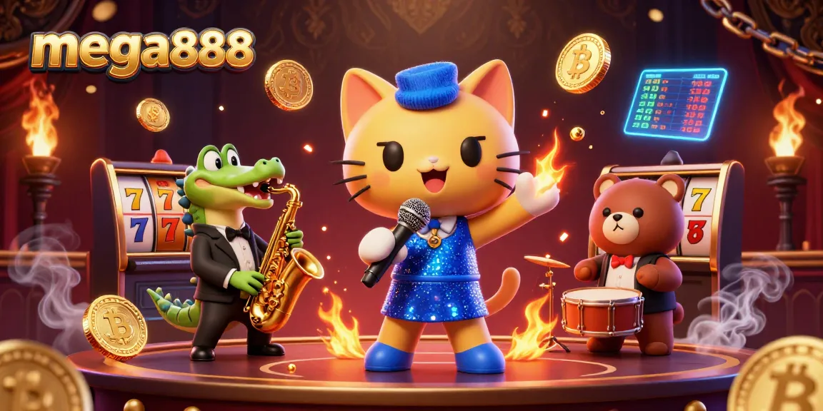 Experience thrilling gaming with mega888, featuring a lively jazz scene with slot elements, perfect for online casino enthusiasts.