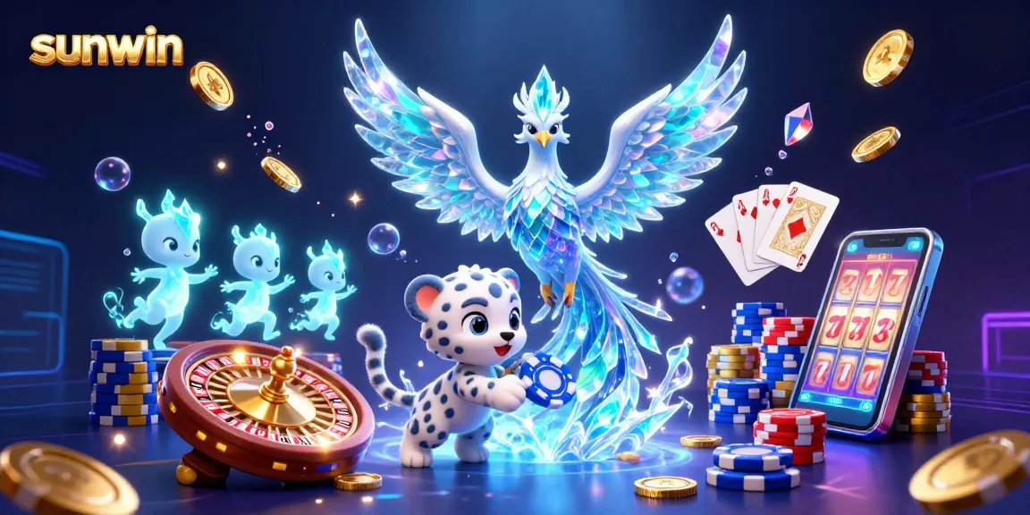 Experience the excitement with sunwin, showcasing a dynamic 3D casino scene with colorful game elements.