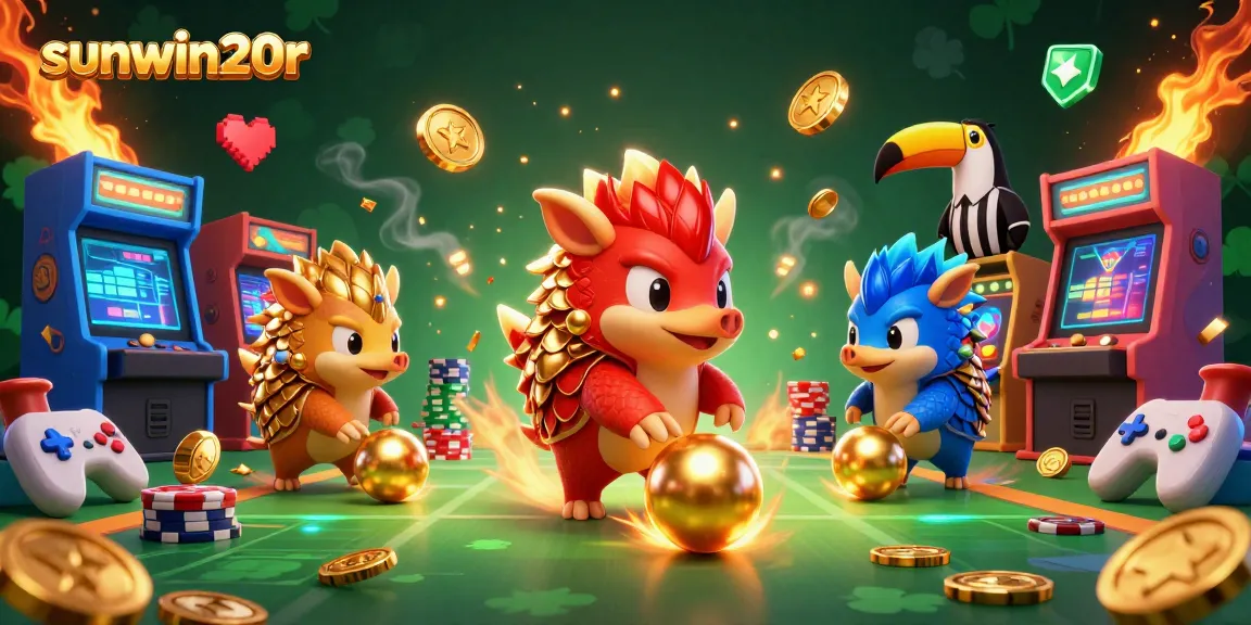 sunwin20r pangolins compete in a vibrant casino game scene filled with poker chips and colorful machines