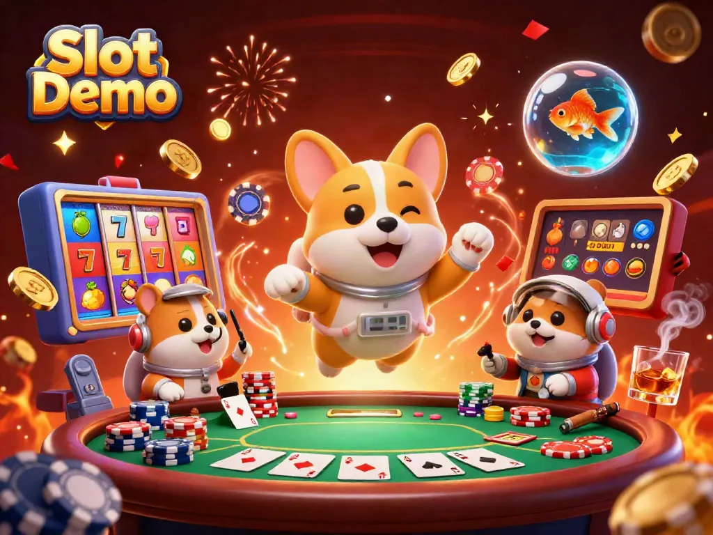 Engage with Slot Demo as a corgi astronaut and friends explore a vibrant space casino.
